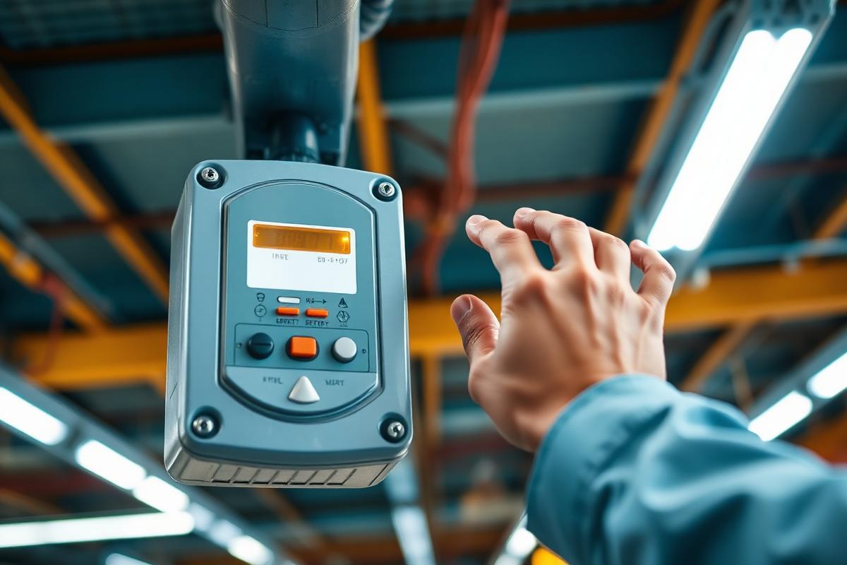 Auditor erfasst Energiedaten in einem Industriebetrieb