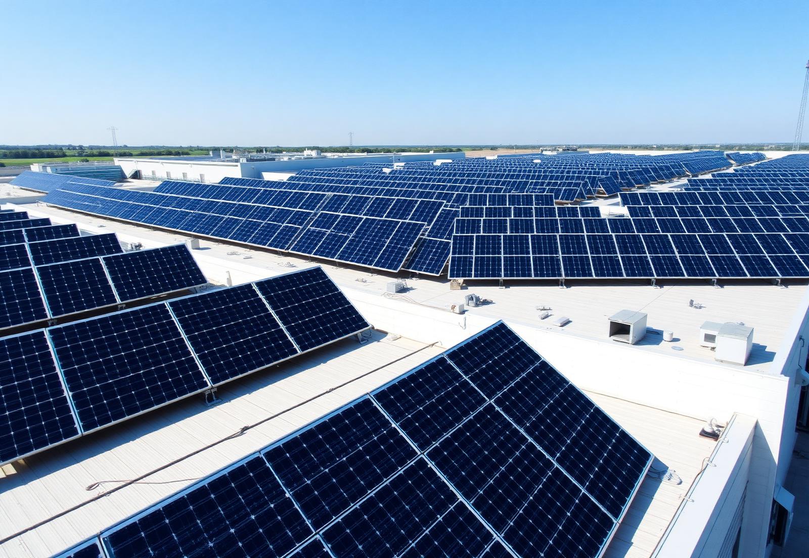 Photovoltaikanlage auf dem Dach einer Gewerbehalle